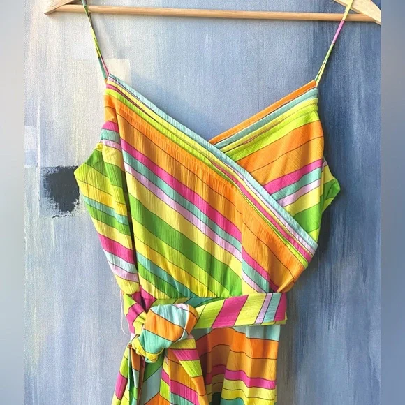 MARC JACOBS Multicolor Striped Spaghetti Strap Midi Summer Dress - Picture 3 of 7